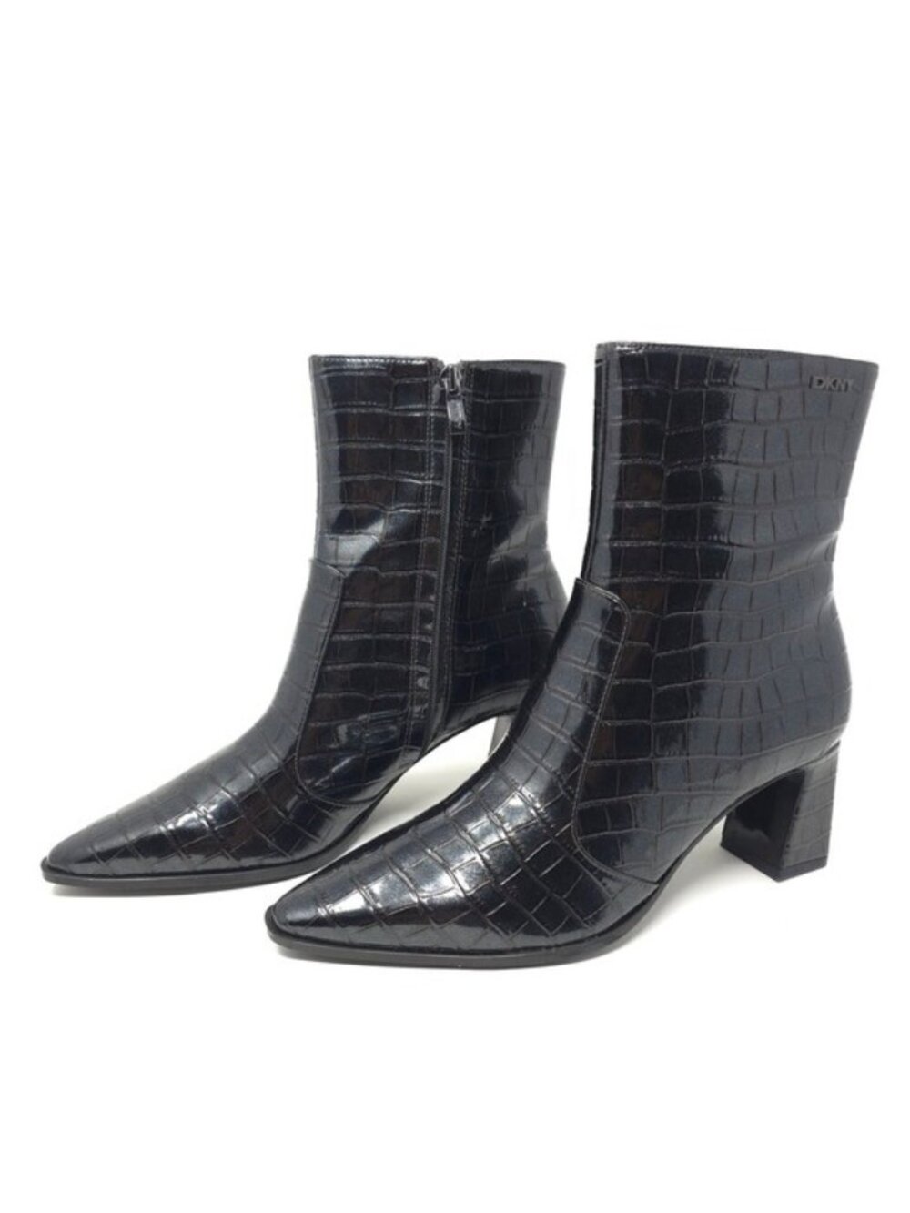 DKNY Sunny Evening Grey Kitten Heel Boot Leather